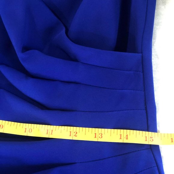 👗Adriana Papell Womens Blues zippered pouf V Neck Maxi Formal Sheath dress 🌷 - Picture 16 of 16